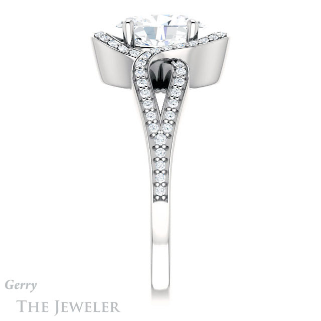 Oval Shaped Forever One Moissanite Engagement Ring #GTJ1052-oval-fo-w 3 Oval Shaped Forever One Moissanite Engagement Ring #GTJ1052-oval-fo-w