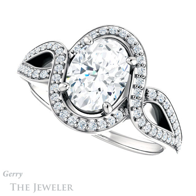 Oval Shaped Forever One Moissanite Engagement Ring #GTJ1052-oval-fo-w 5 Oval Shaped Forever One Moissanite Engagement Ring #GTJ1052-oval-fo-w