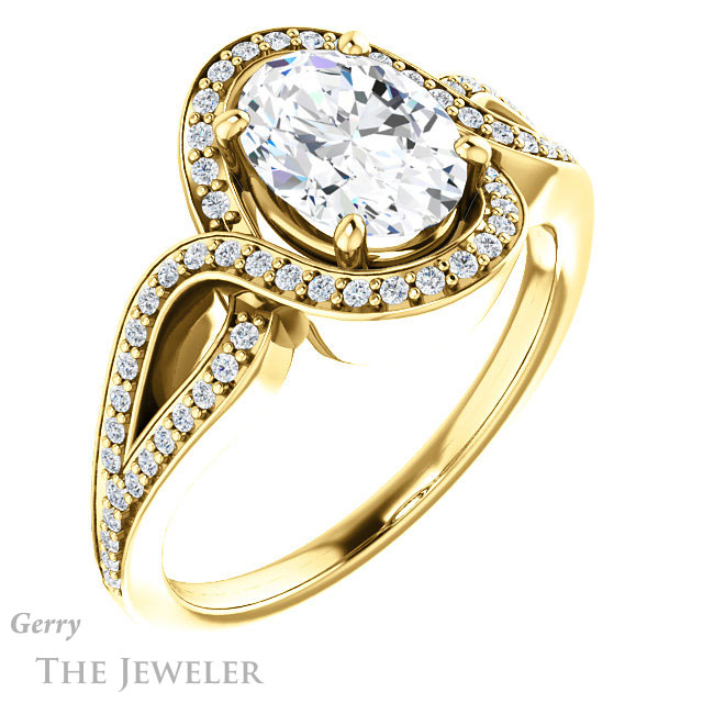 Oval Shaped Forever One Moissanite Engagement Ring #GTJ1052-oval-fo-y 4 Oval Shaped Forever One Moissanite Engagement Ring #GTJ1052-oval-fo-y