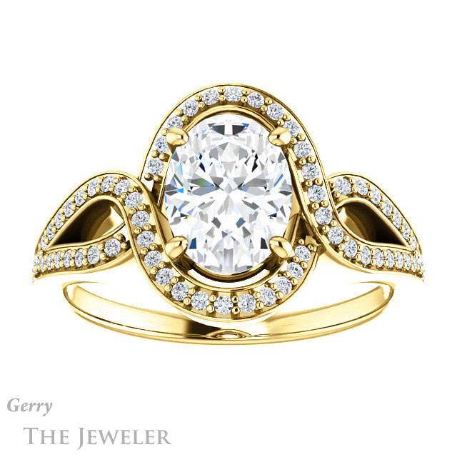 Oval Shaped Forever One Moissanite Engagement Ring #GTJ1052-oval-fo-y 1 Oval Shaped Forever One Moissanite Engagement Ring #GTJ1052-oval-fo-y