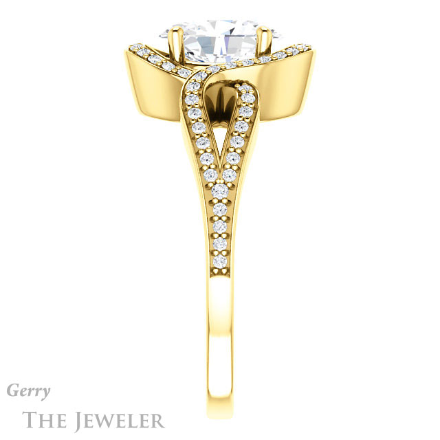 Oval Shaped Forever One Moissanite Engagement Ring #GTJ1052-oval-fo-y 3 Oval Shaped Forever One Moissanite Engagement Ring #GTJ1052-oval-fo-y