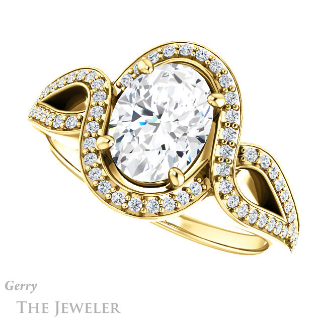 Oval Shaped Forever One Moissanite Engagement Ring #GTJ1052-oval-fo-y 5 Oval Shaped Forever One Moissanite Engagement Ring #GTJ1052-oval-fo-y