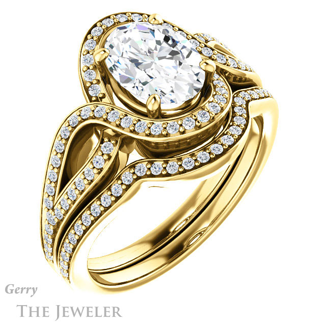 Oval Shaped Forever One Moissanite Engagement Ring #GTJ1052-oval-fo-y 6 Oval Shaped Forever One Moissanite Engagement Ring #GTJ1052-oval-fo-y