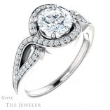 Round Cut Forever One Moissanite Engagement Ring #GTJ1052-round-fo-w 4 Round Cut Forever One Moissanite Engagement Ring #GTJ1052-round-fo-w