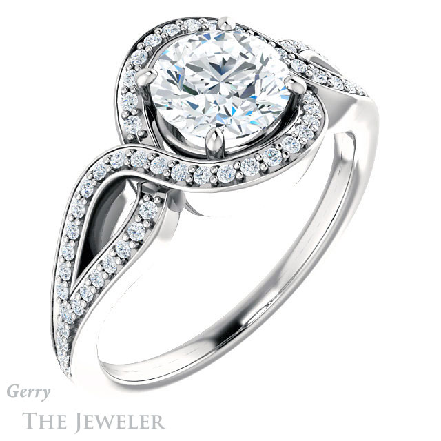 Round Cut Forever One Moissanite Engagement Ring #GTJ1052-round-fo-w 4 Round Cut Forever One Moissanite Engagement Ring #GTJ1052-round-fo-w