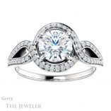 Round Cut Forever One Moissanite Engagement Ring #GTJ1052-round-fo-w 1 Round Cut Forever One Moissanite Engagement Ring #GTJ1052-round-fo-w