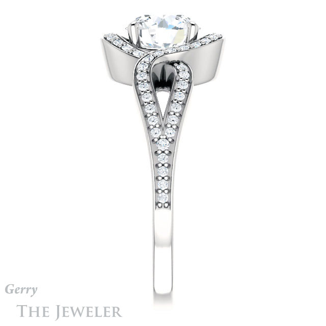 Round Cut Forever One Moissanite Engagement Ring #GTJ1052-round-fo-w 3 Round Cut Forever One Moissanite Engagement Ring #GTJ1052-round-fo-w