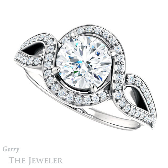 Round Cut Forever One Moissanite Engagement Ring #GTJ1052-round-fo-w 5 Round Cut Forever One Moissanite Engagement Ring #GTJ1052-round-fo-w