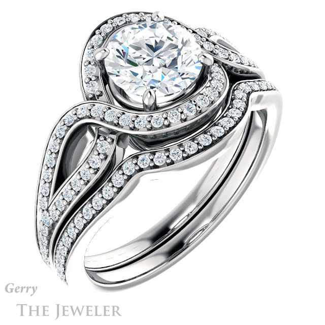 Round Cut Forever One Moissanite Engagement Ring #GTJ1052-round-fo-w 6 Round Cut Forever One Moissanite Engagement Ring #GTJ1052-round-fo-w