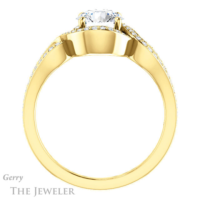 Round Cut Forever One Moissanite Engagement Ring #GTJ1052-round-fo-y