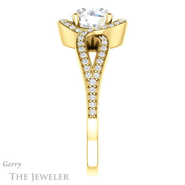 Round Cut Forever One Moissanite Engagement Ring #GTJ1052-round-fo-y