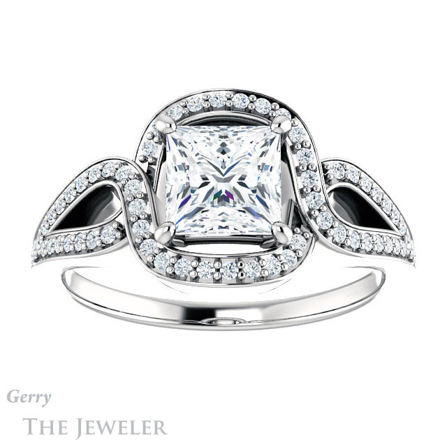 Princess Cut Forever One Moissanite Engagement Ring #GTJ1052-square-fo-w 1 Princess Cut Forever One Moissanite Engagement Ring #GTJ1052-square-fo-w