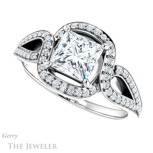 Princess Cut Forever One Moissanite Engagement Ring #GTJ1052-square-fo-w 5 Princess Cut Forever One Moissanite Engagement Ring #GTJ1052-square-fo-w