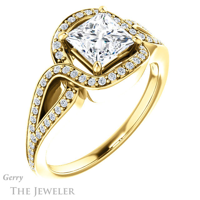 Princess Cut Forever One Moissanite Engagement Ring #GTJ1052-square-fo-y 4 Princess Cut Forever One Moissanite Engagement Ring #GTJ1052-square-fo-y