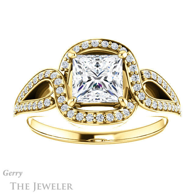 Princess Cut Forever One Moissanite Engagement Ring #GTJ1052-square-fo-y 1 Princess Cut Forever One Moissanite Engagement Ring #GTJ1052-square-fo-y