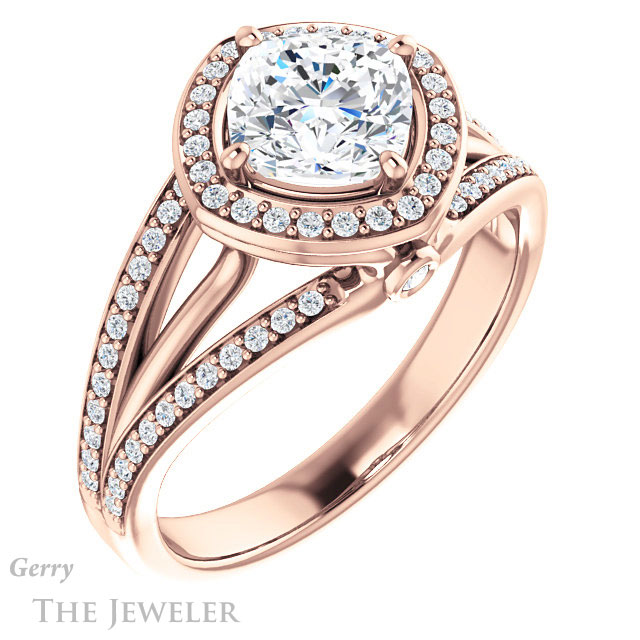 Cushion Cut Forever One Moissanite Engagement Ring #GTJ1053-cushion-fo-r
