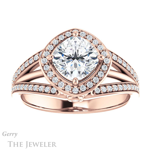 Cushion Cut Forever One Moissanite Engagement Ring #GTJ1053-cushion-fo-r