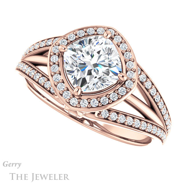 Cushion Cut Forever One Moissanite Engagement Ring #GTJ1053-cushion-fo-r
