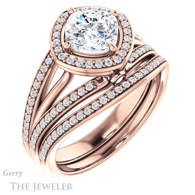 Cushion Cut Forever One Moissanite Engagement Ring #GTJ1053-cushion-fo-r