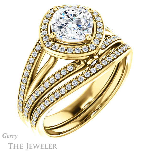 Cushion Cut Forever One Moissanite Engagement Ring #GTJ1053-cushion-fo-y 6 Cushion Cut Forever One Moissanite Engagement Ring #GTJ1053-cushion-fo-y