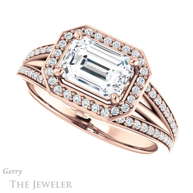 Emerald Cut Forever Brilliant Moissanite Engagement Ring #GTJ1053-emerald-fb-r