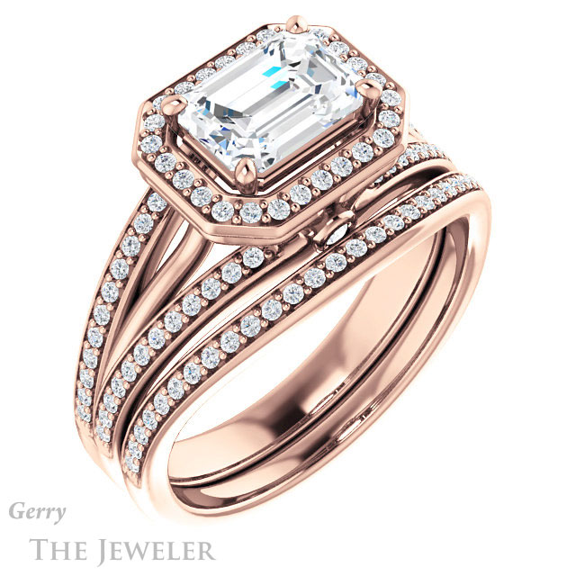Emerald Cut Forever Brilliant Moissanite Engagement Ring #GTJ1053-emerald-fb-r