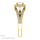 Emerald Cut Forever One Moissanite Engagement Ring #GTJ1053-emerald-fb-y 3 Emerald Cut Forever Brilliant Moissanite Engagement Ring #GTJ1053-emerald-fb-y