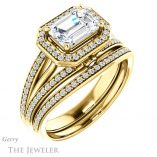 Emerald Cut Forever One Moissanite Engagement Ring #GTJ1053-emerald-fb-y 6 Emerald Cut Forever Brilliant Moissanite Engagement Ring #GTJ1053-emerald-fb-y