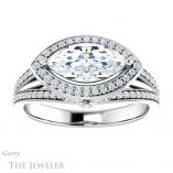 Marquise Cut Forever One Moissanite Engagement Ring #GTJ1053-marquise-fb-w 1 Marquise Cut Forever Brilliant Moissanite Engagement Ring #GTJ1053-marquise-fb-w