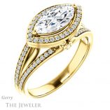 Marquise Cut Forever One Moissanite Engagement Ring #GTJ1053-marquise-fb-y 4 Marquise Cut Forever Brilliant Moissanite Engagement Ring #GTJ1053-marquise-fb-y
