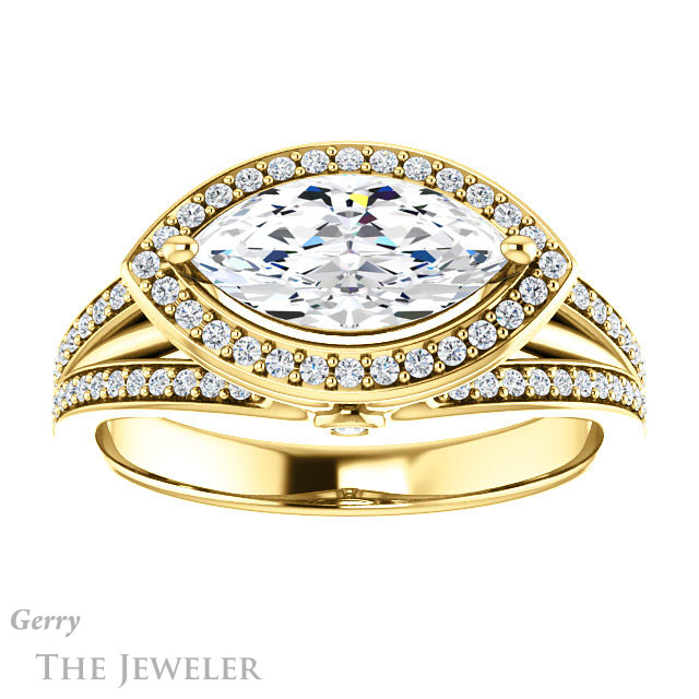 Marquise Cut Forever Brilliant Moissanite Engagement Ring #GTJ1053-marquise-fb-y