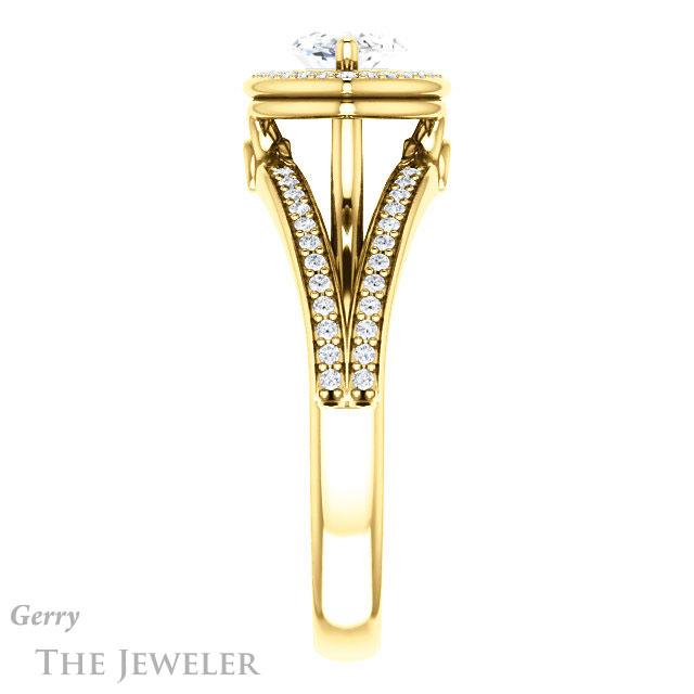 Marquise Cut Forever One Moissanite Engagement Ring #GTJ1053-marquise-fb-y 3 Marquise Cut Forever Brilliant Moissanite Engagement Ring #GTJ1053-marquise-fb-y