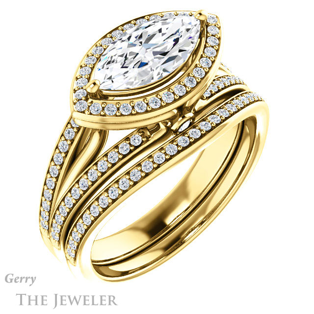 Marquise Cut Forever One Moissanite Engagement Ring #GTJ1053-marquise-fb-y 6 Marquise Cut Forever Brilliant Moissanite Engagement Ring #GTJ1053-marquise-fb-y