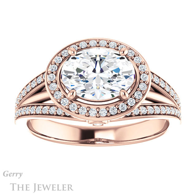 Oval Shaped Forever One Moissanite Engagement Ring #GTJ1053-oval-fo-r