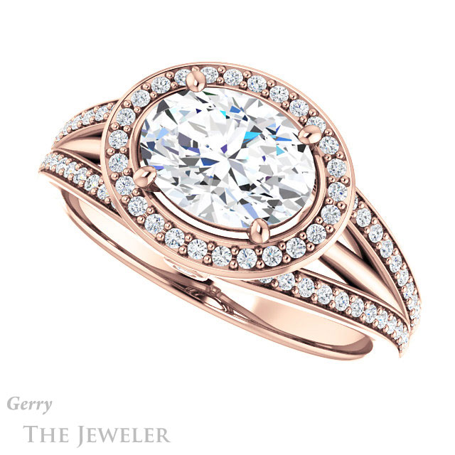 Oval Shaped Forever One Moissanite Engagement Ring #GTJ1053-oval-fo-r