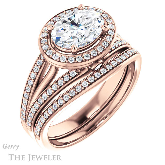 Oval Shaped Forever One Moissanite Engagement Ring #GTJ1053-oval-fo-r
