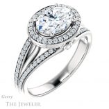 Oval Shaped Forever One Moissanite Engagement Ring #GTJ1053-oval-fo-w