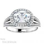 Oval Shaped Forever One Moissanite Engagement Ring #GTJ1053-oval-fo-w