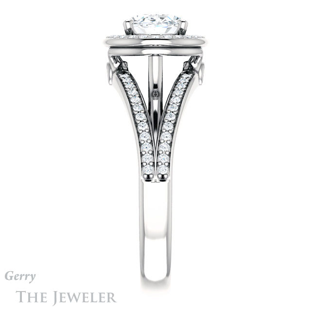Oval Shaped Forever One Moissanite Engagement Ring #GTJ1053-oval-fo-w
