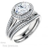 Oval Shaped Forever One Moissanite Engagement Ring #GTJ1053-oval-fo-w