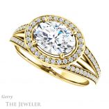 Oval Shaped Forever One Moissanite Engagement Ring #GTJ1053-oval-fo-y
