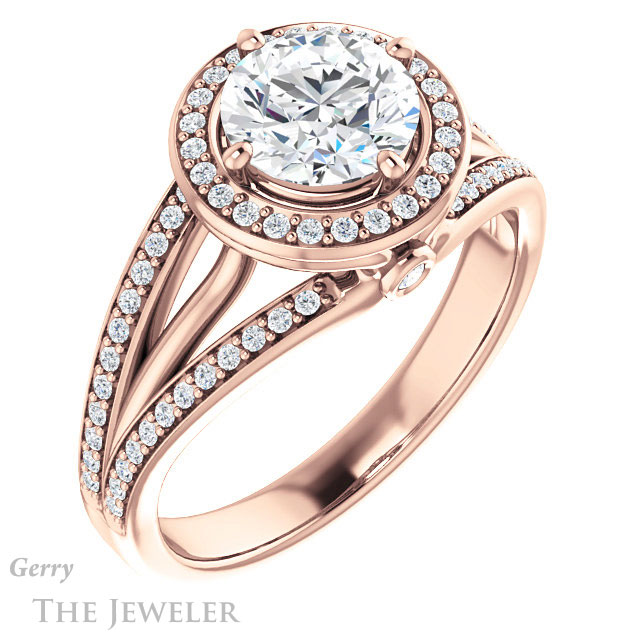 Round Cut Forever One Moissanite Engagement Ring #GTJ1053-round-fo-r 4 Round Cut Forever One Moissanite Engagement Ring #GTJ1053-round-fo-r