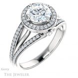 Round Cut Forever One Moissanite Engagement Ring #GTJ1053-round-fo-w