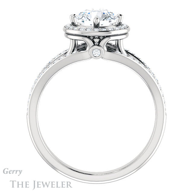 Round Cut Forever One Moissanite Engagement Ring #GTJ1053-round-fo-w