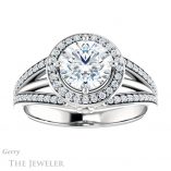Round Cut Forever One Moissanite Engagement Ring #GTJ1053-round-fo-w