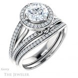 Round Cut Forever One Moissanite Engagement Ring #GTJ1053-round-fo-w