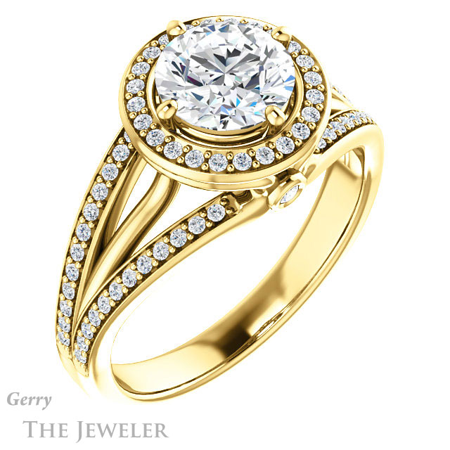 Round Cut Forever One Moissanite Engagement Ring #GTJ1053-round-fo-y