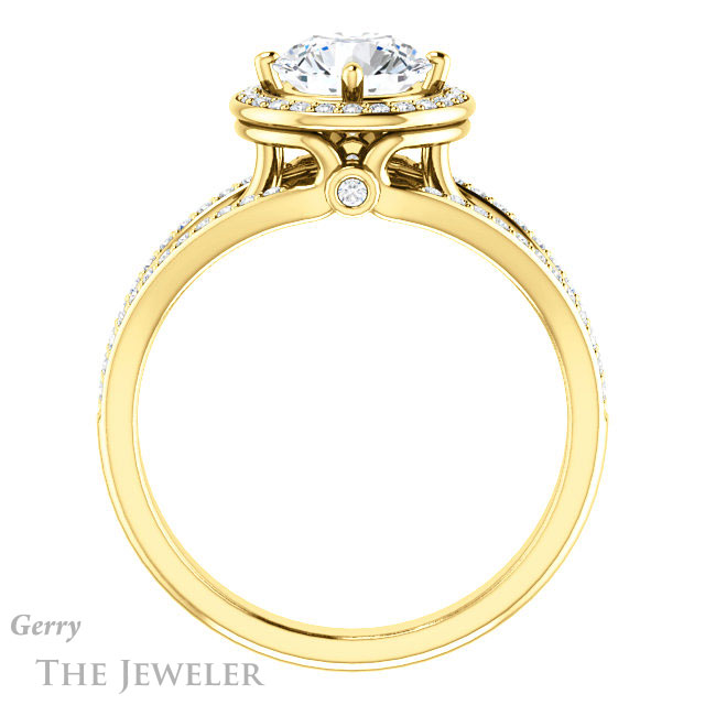 Round Cut Forever One Moissanite Engagement Ring #GTJ1053-round-fo-y