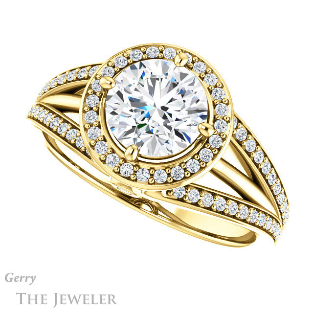 Round Cut Forever One Moissanite Engagement Ring #GTJ1053-round-fo-y