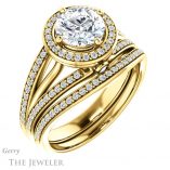 Round Cut Forever One Moissanite Engagement Ring #GTJ1053-round-fo-y